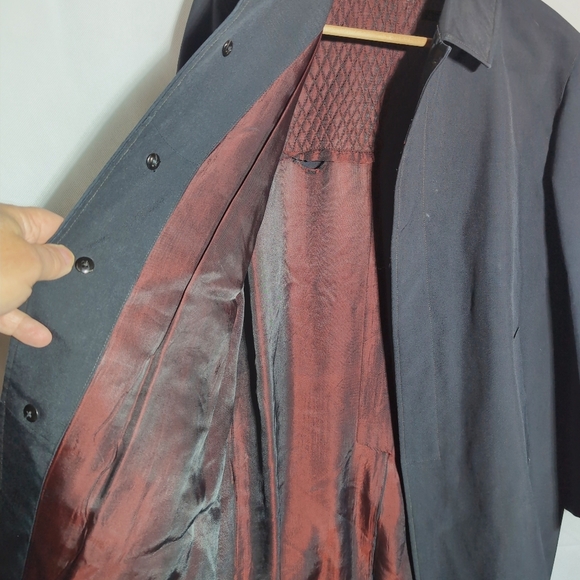 Vintage Gulec Silk Gabardine Rain Jacket sz XL Black w Maroon lining - Picture 4 of 6